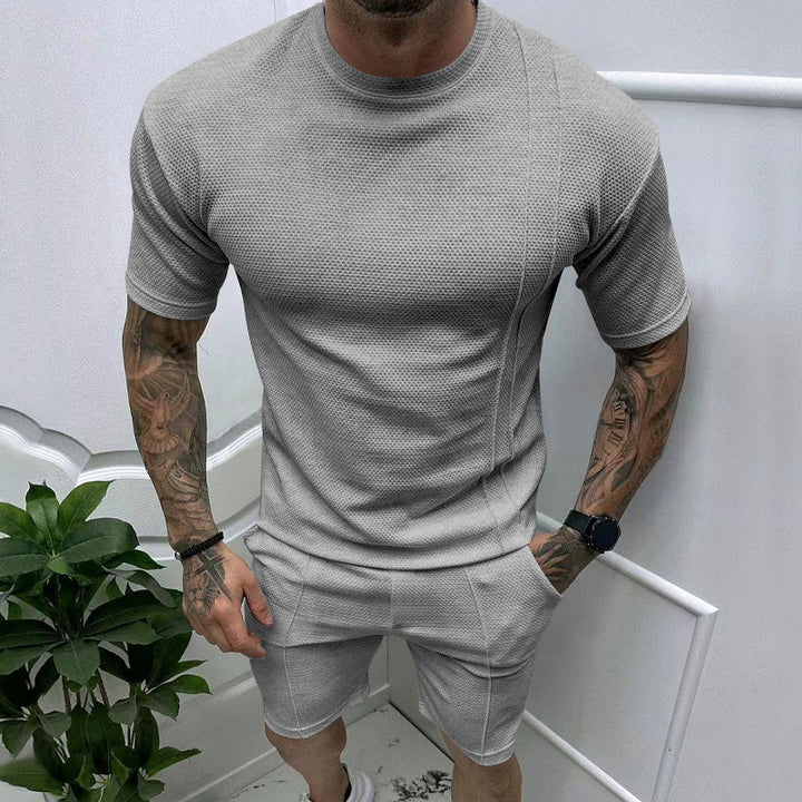 Herrer Sporty kortærmet sæt i åndbart materiale med struktureret design Stilla