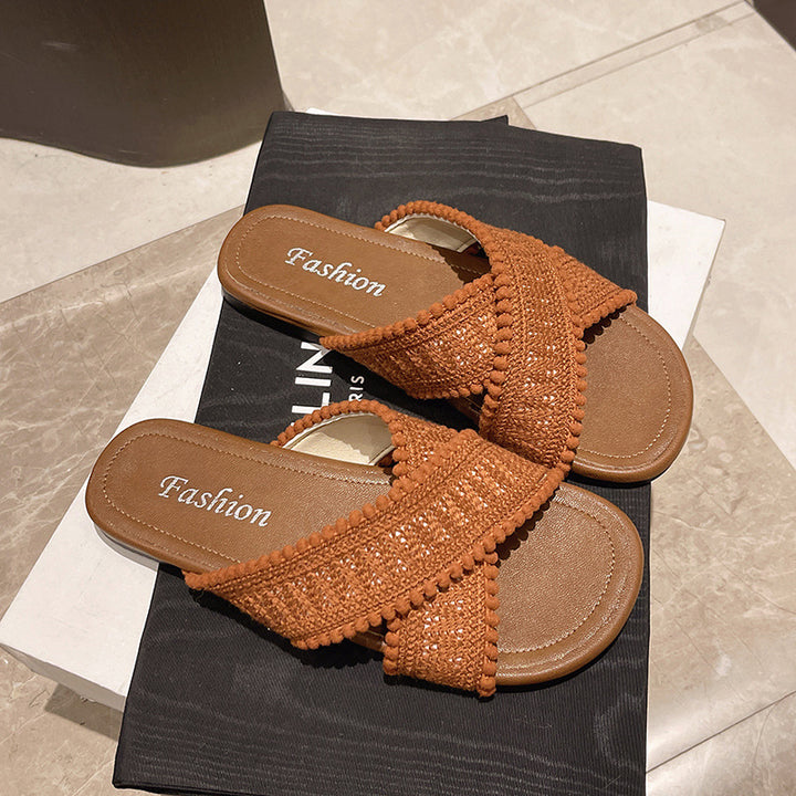 Dame toe sandaler med flettet tekstiloverdel og behagelig fodindlæg Stilla