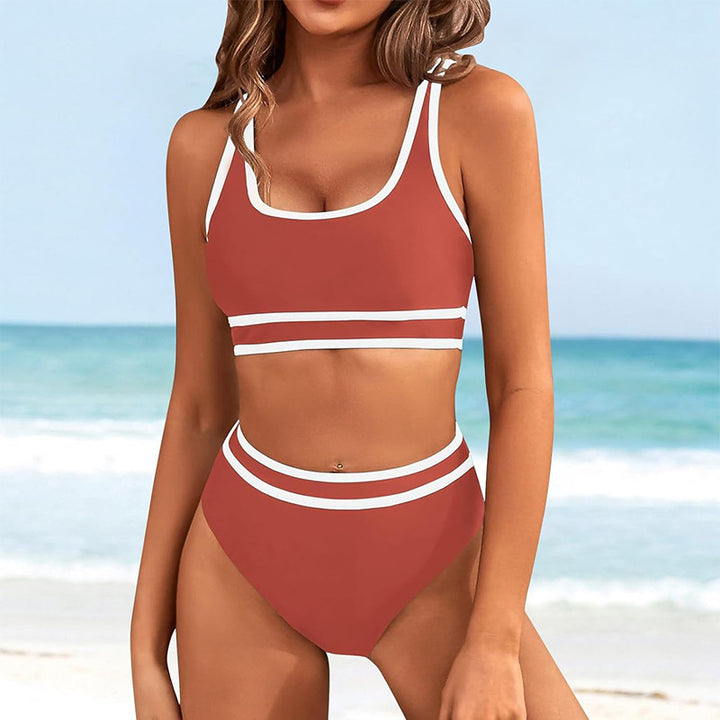 Dame bikini-sæt med høj talje og sporty design Stilla
