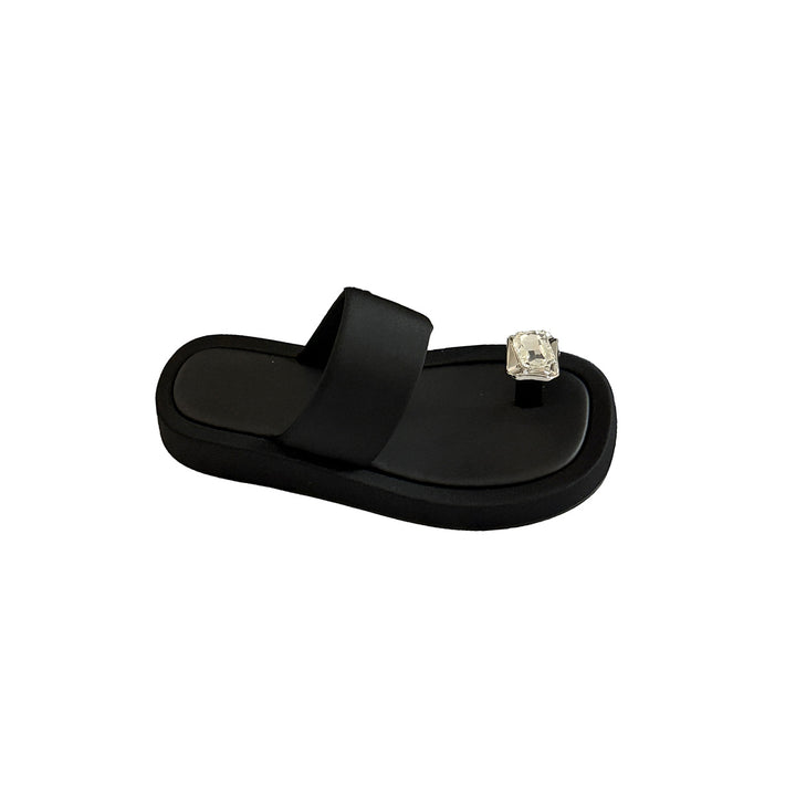 Femme Elegant Rhinestone-besat Flip-Flops Stilla