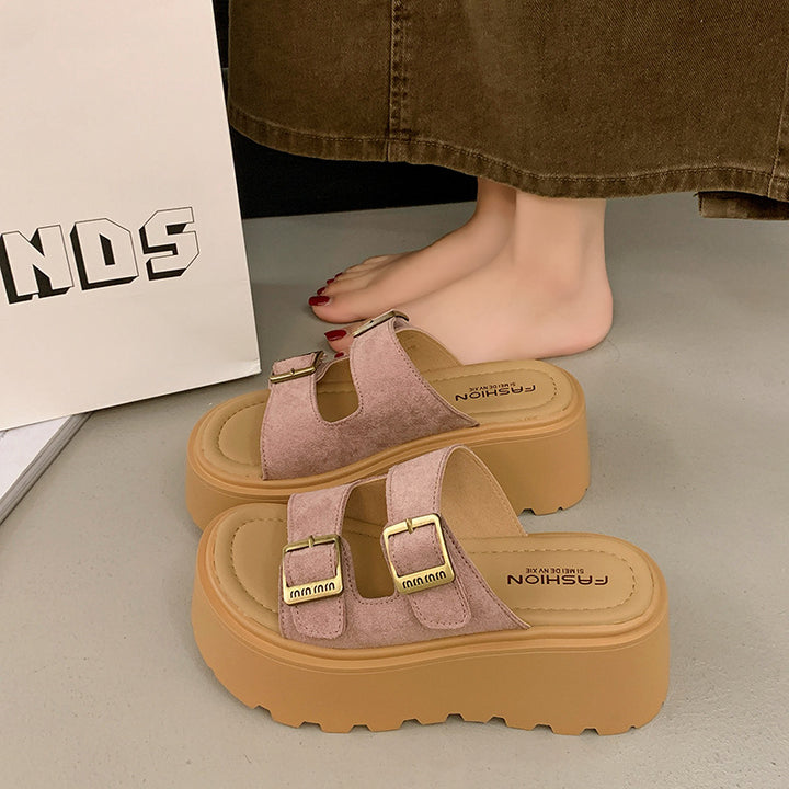 Dame platform-sandaler med dobbelt stropdesign og skridsikker sål Stilla