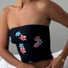 Femme Strapless Floral Print Crop Top Stilla