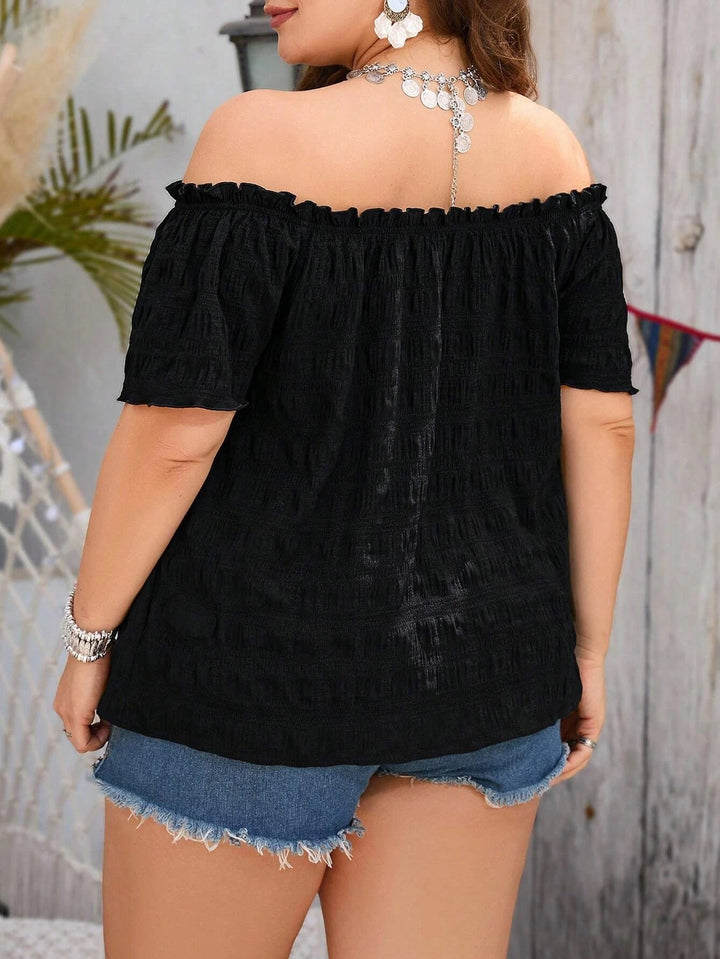 Damer Off-Shoulder Bluse med flæser og elastiske detaljer Stilla