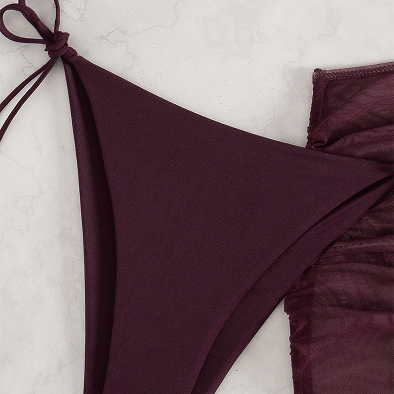 Dame bikini sæt med triangle top og justerbar skørt Skovae