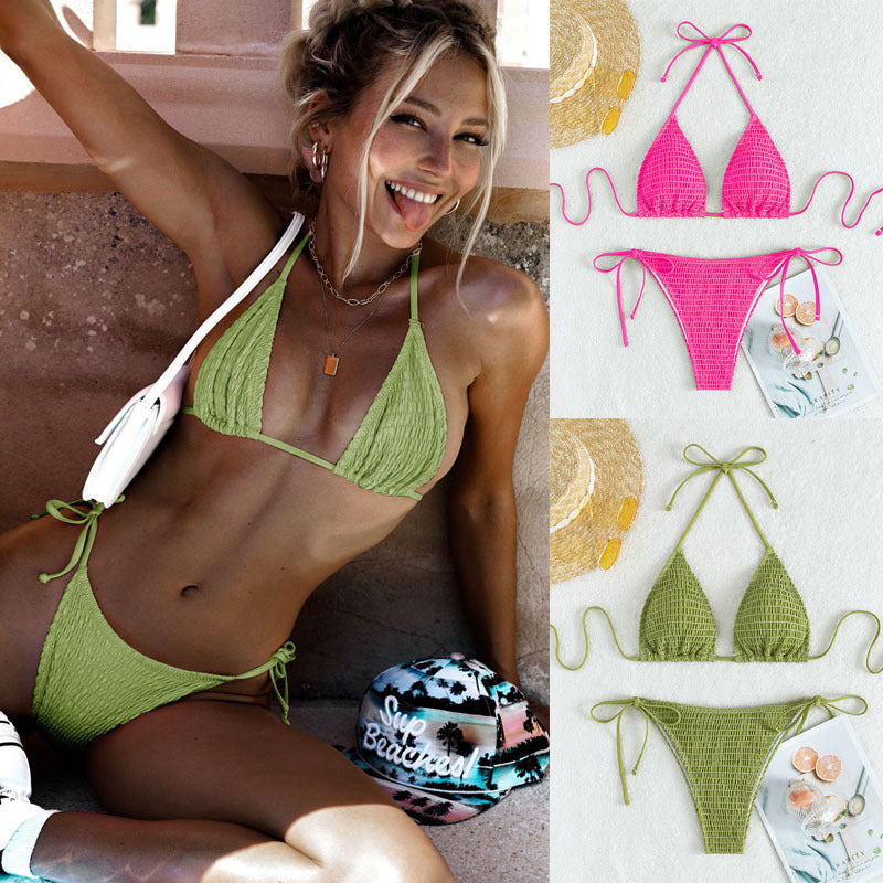 Dame Triangel-Bikini Sæt med justerbare stropper og minimalistisk design Skovae