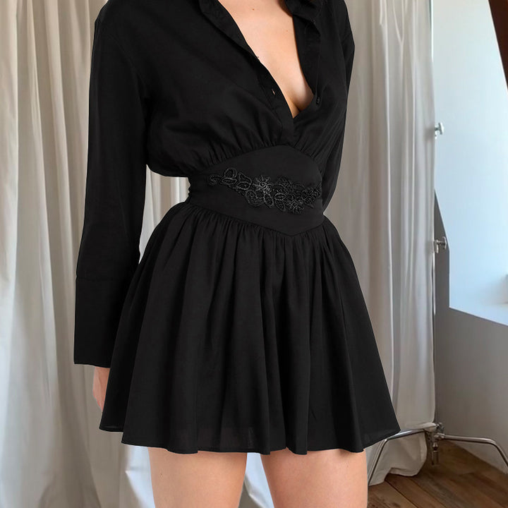 Femme Elegante Mini Kjole med dekoreret bånd Stilla