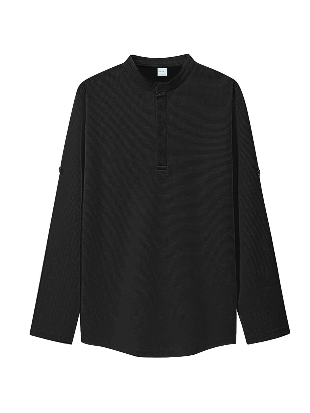 Dame nan oversized Langarm-Henley med ståkrave vaffelstruktur og ærmesikring Skovae