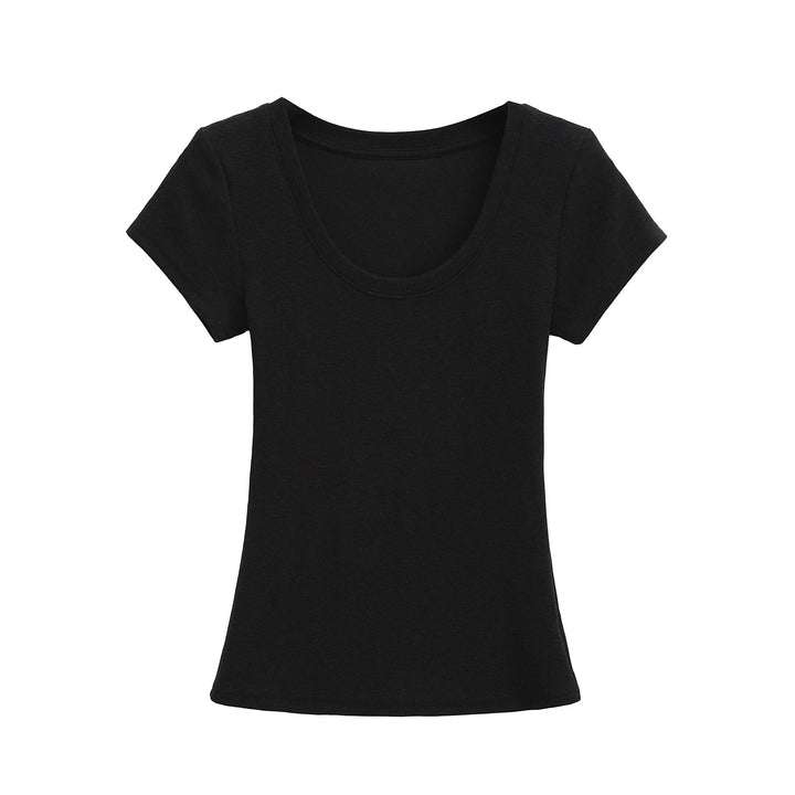 Dame Rundhals T-shirt i åndbart materiale med struktureret overflade Stilla