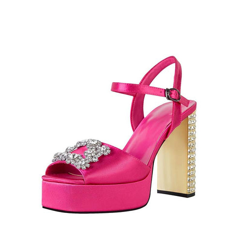 Femme Strappy Højhælede Platform Sandaler med Strass Dekorationer Stilla