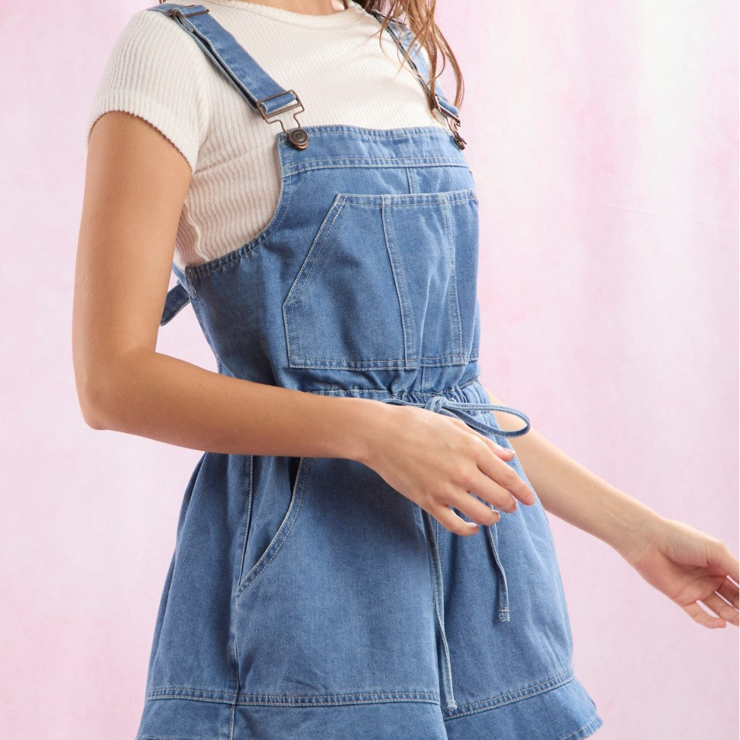 Dame Denim-Overalls med justerbare stropper og taljejustering Skovae