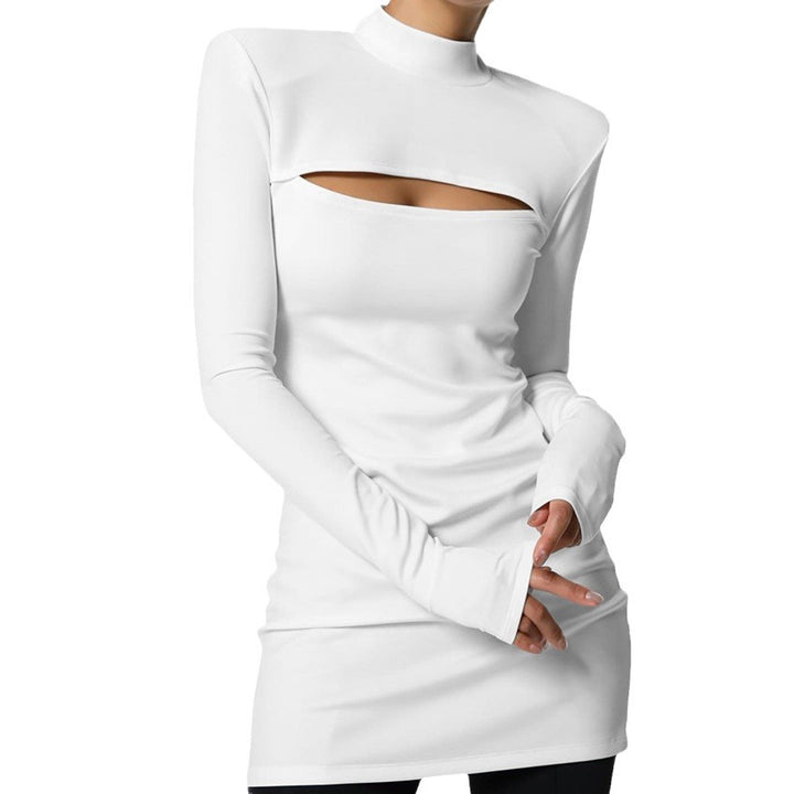 Dame figursyet longsleeve kjole med asymmetrisk cut-out Stilla