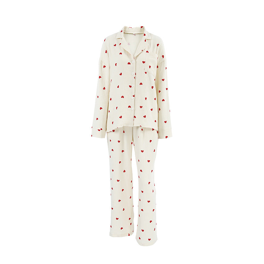 Dame hyggelig pyjamas med hjerte mønster Stilla