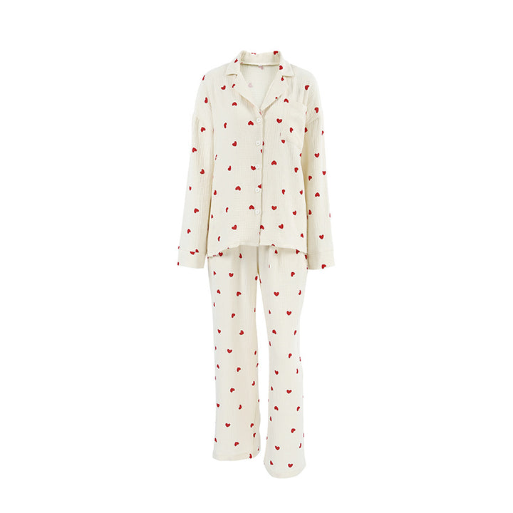 Dame hyggelig pyjamas med hjerte mønster Stilla