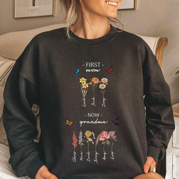 Kvinders sweatshirt med blomsterprint og inspirerende tekst Stilla