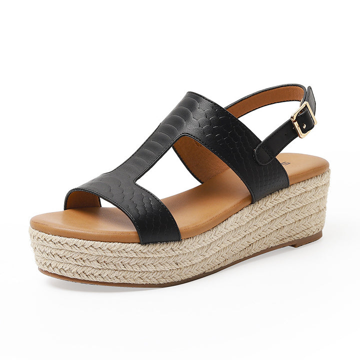 Dame Wedgesandaler med elegant rem og fletet jute sål Stilla