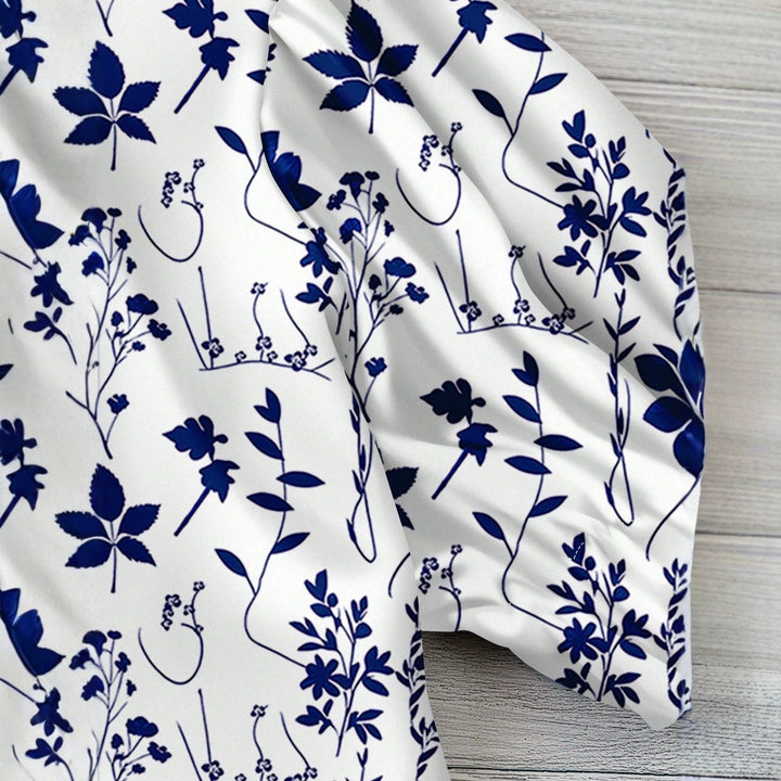 Dame blomsterprint kortærmet bluse Skovae