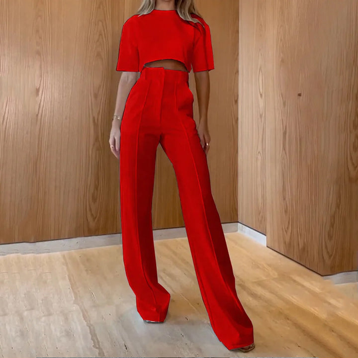 Dame sæt bestående af cropped top og vide bukser med høj taljesnit Stilla