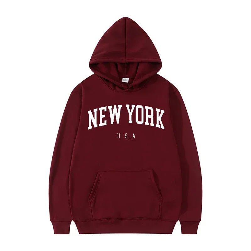 Kvinders hættetrøje med fashionable New York print og komfortabel pasform Skovae