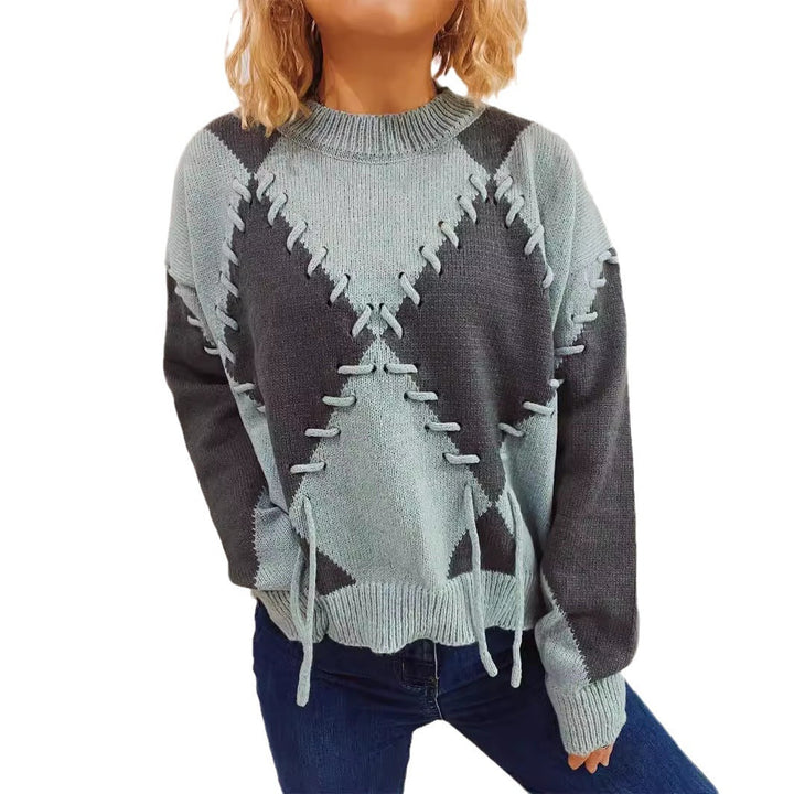 Damer fashionable oversized pullover med krydsede dekorative sømme Stilla