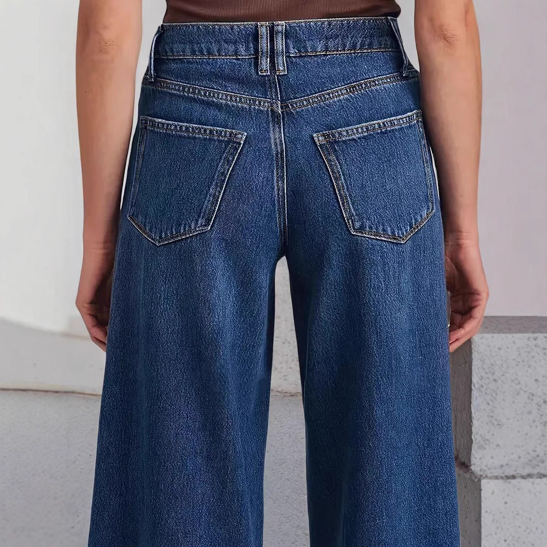 Dame brede jeans i moderne høj talje design med elegant snitføring Stilla