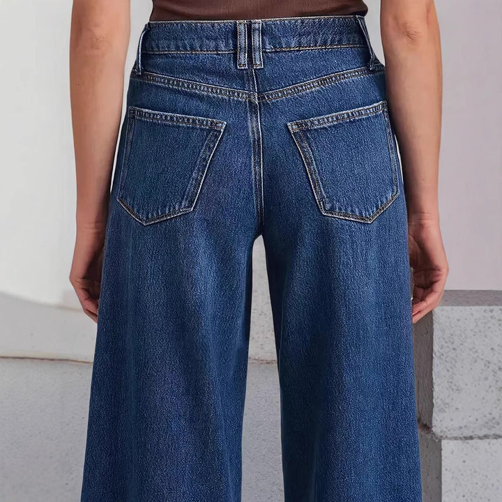 Dame brede jeans i moderne høj talje design med elegant snitføring Stilla
