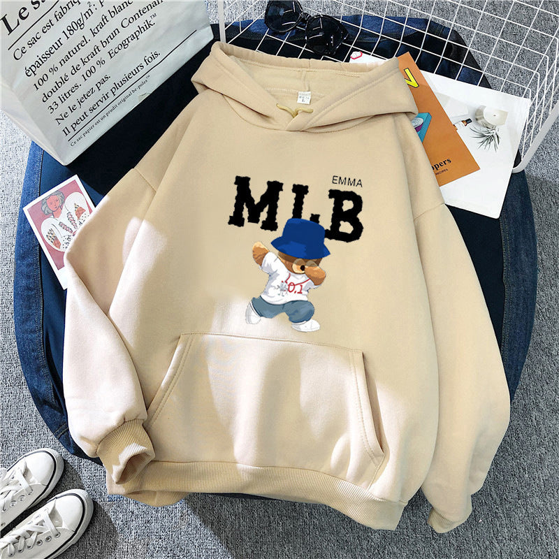 Dame hoodie med kreativt dyre- og skriftdesign Skovae