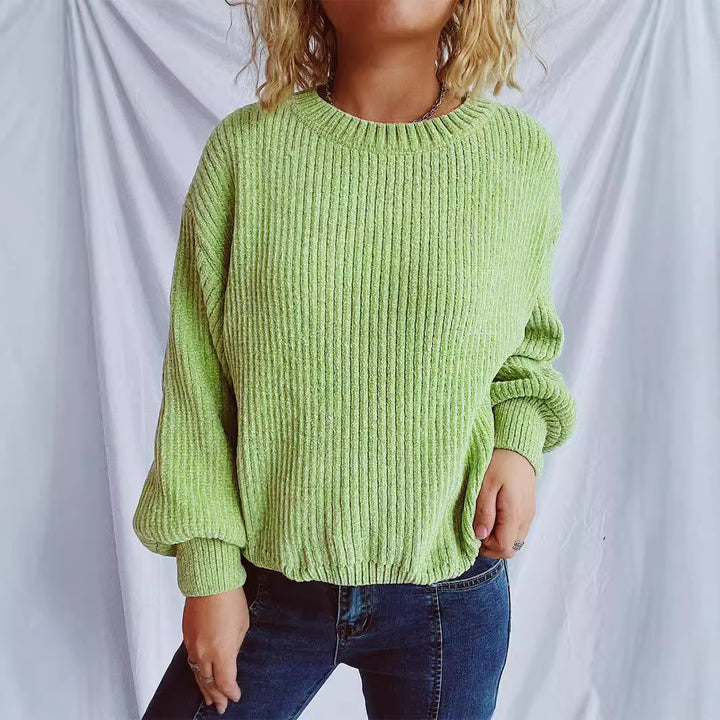 Kvinders hyggelige chunky striktrøje med brede ærmer og tekstureret design Stilla