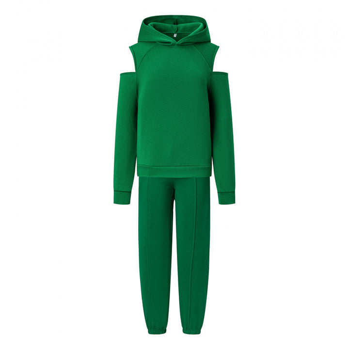 Kvinders sporty sweat sæt med dyb udskæring og side raglanærmer Stilla