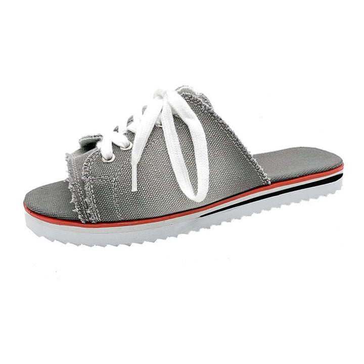 Dame afslappede sneakers-pantoletten med fashionable denim og praktisk snørering Stilla