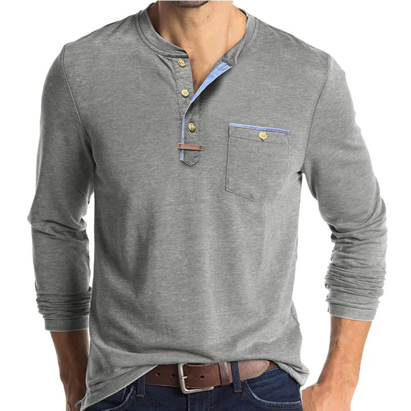 Herren Langarm-Henley-Skjorte med modetrend Knapliste og stilfuldt Lomme-design Stilla