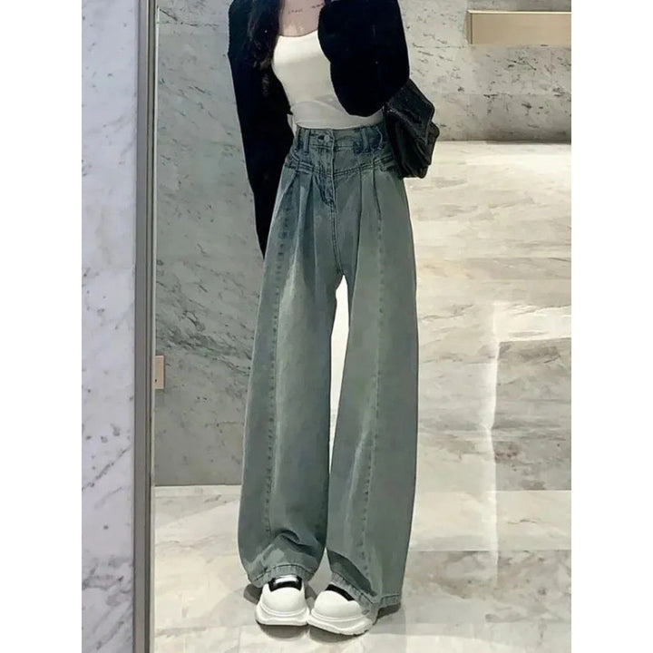 Kvinders bredslidte højtaljede jeans med elegant bæltedesign Stilla