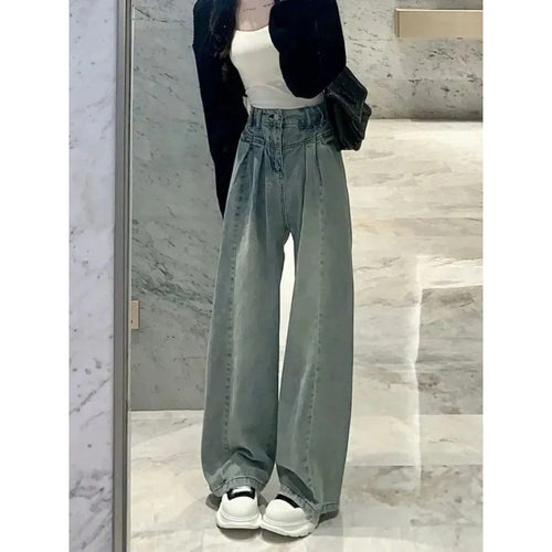 Kvinders bredslidte højtaljede jeans med elegant bæltedesign Stilla