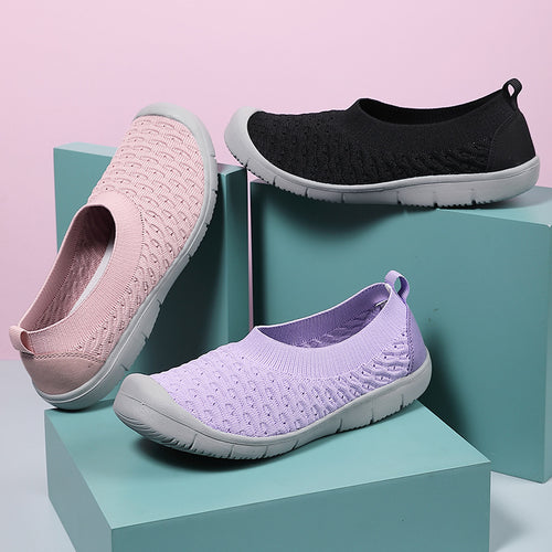 Dame nan åndbar strik ballerina slip-ons med forstærket tåhætte, elastisk indgang og fleksibel profilsåle Skovae