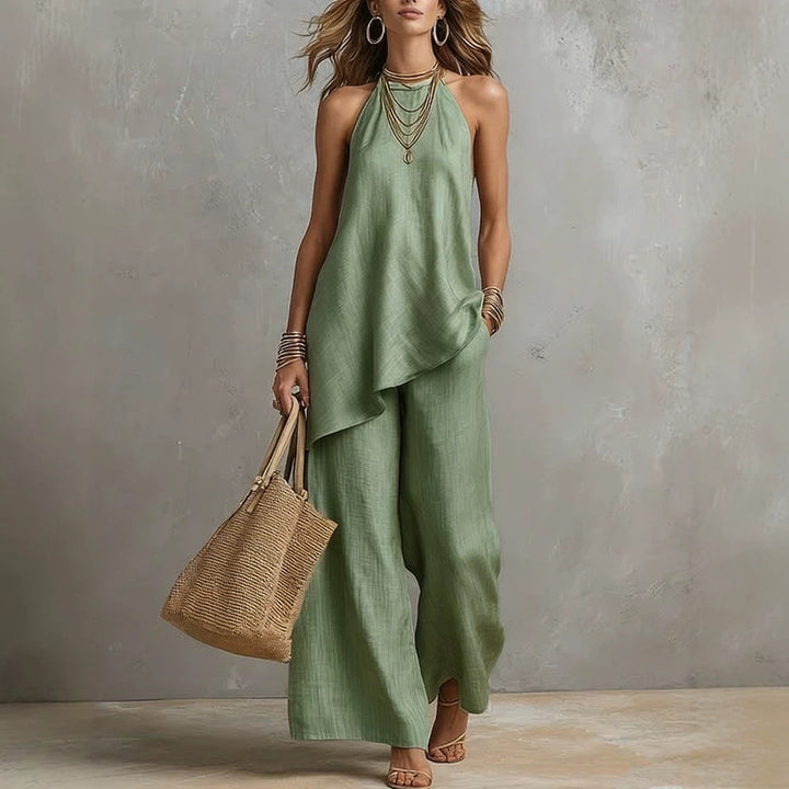 Dame luftig jumpsuit med asymmetrisk snit Skovae