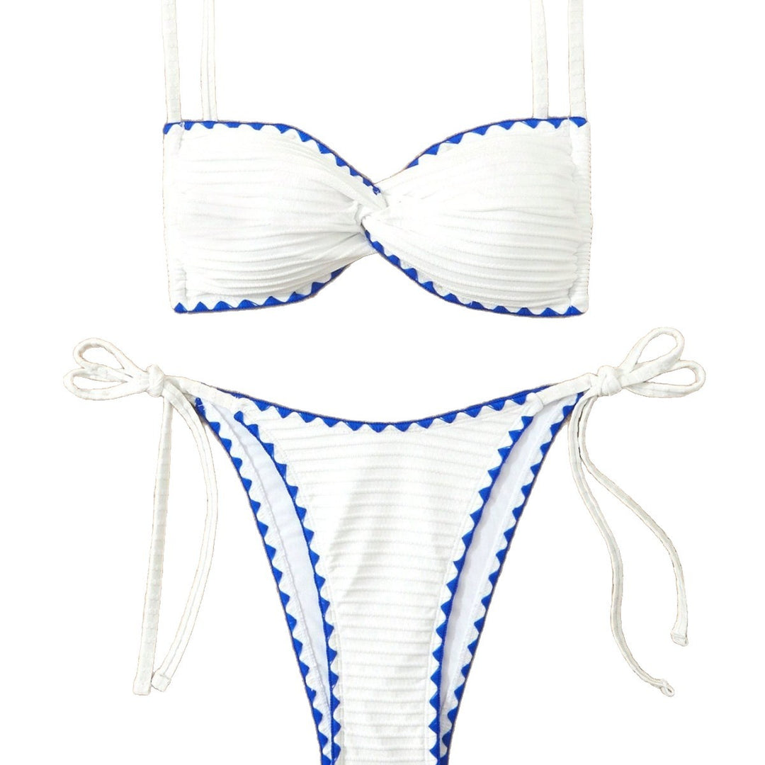 Dame Bikini-sæt med rynket top og sidelæns snore Stilla