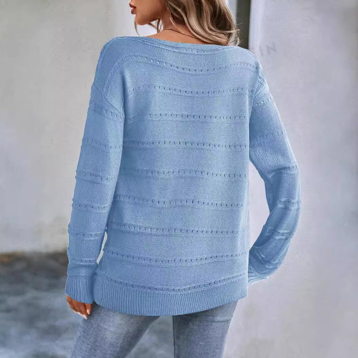 Kvinders strikkede sweater med luftig struktur og løstsiddende design Stilla