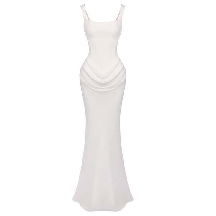 Dame Elegant langt Etuikjole med taljeret silhuet og raffineret drapering Skovae