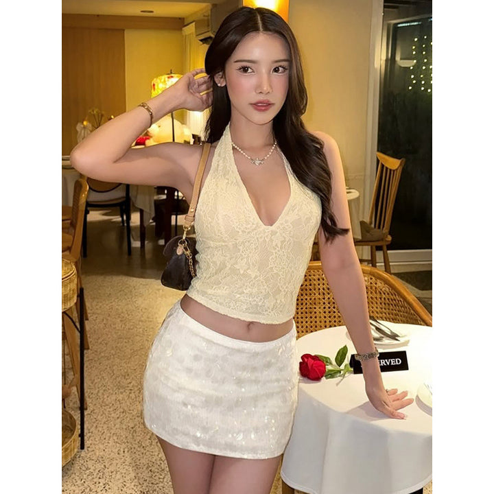 Damen Spitzen-Bustier Top Skovae