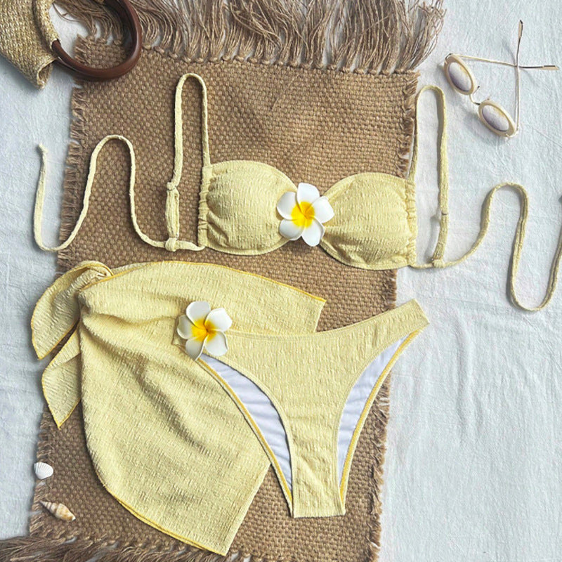 Dame Bandeau-bikini med fin struktur Skovae