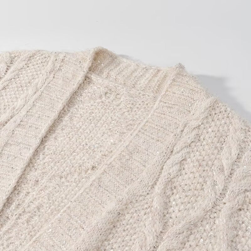 Kvinders chunky strik cardigan med praktiske lommer Stilla
