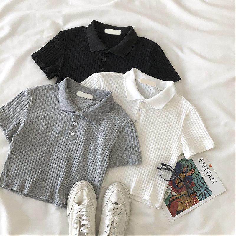 Femme Tekstureret Cropped Polo-Shirt Stilla