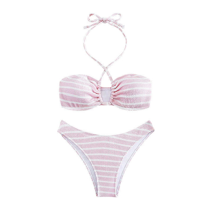 Damer Push-Up Bikini med justerbare stropper og moderigtigt stribedesign Skovae
