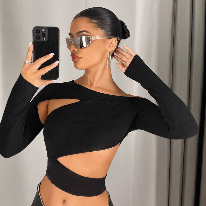 Kvindernes Asymmetrisk Crop Top med Udsnitsdetaljer Stilla