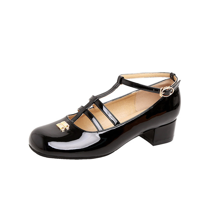 Dame T-Strap PVC hæle med dekorative accenter Stilla