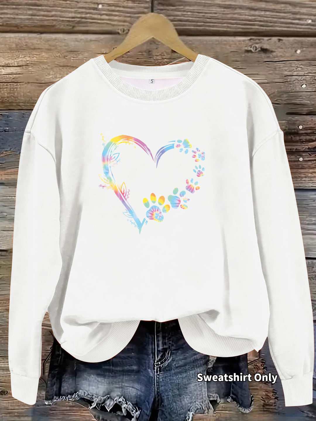 Kvinders sweatshirts med blomsterhjerte design og behagelig pasform Stilla