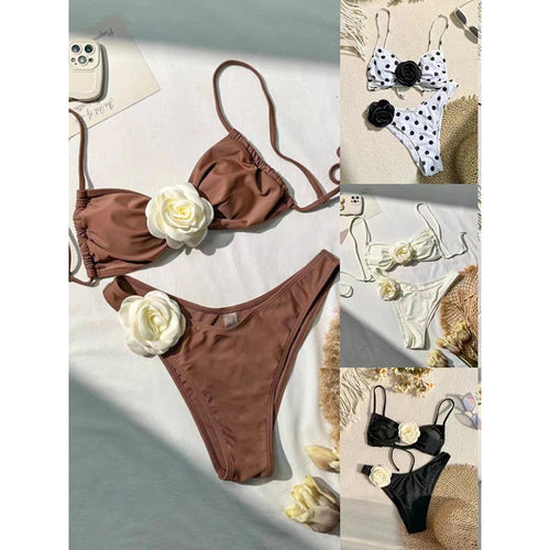 Dame Elegant Bikini med floral dekoration Skovae