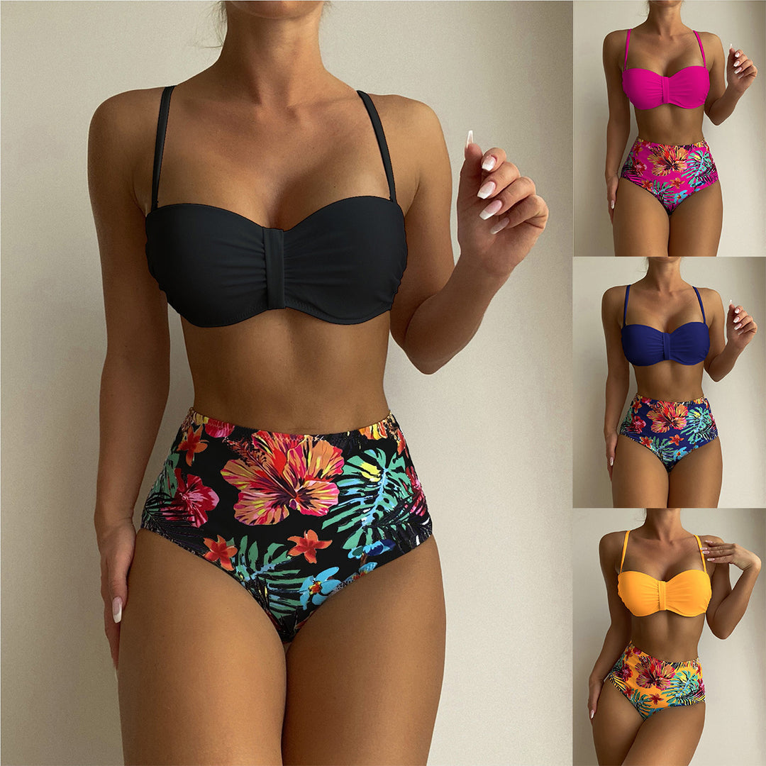 Dame højt skårede bikini med fashionable blomsterdesigns Stilla