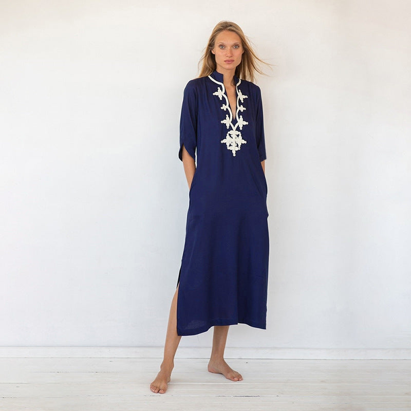 Dame Maxikjole med elegant broderi Stilla