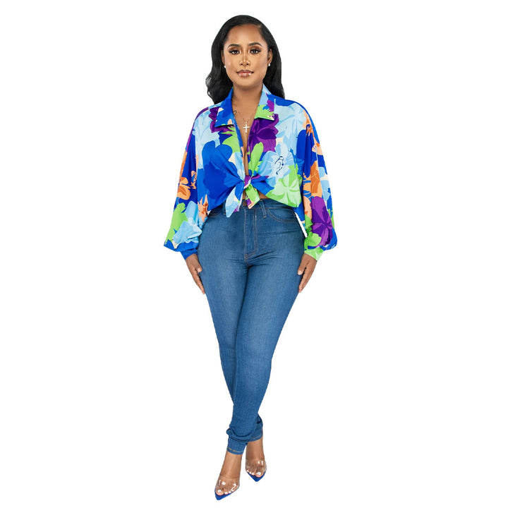 Dame Trendy blomsterbluse i oversized stil med slipselukning Stilla