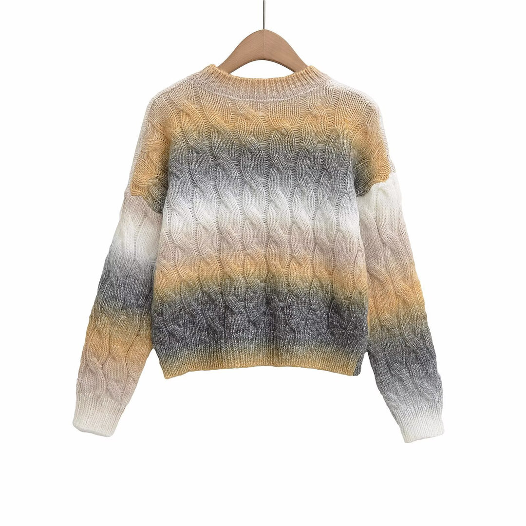 Dame strikpullover med moderne farveovergang Stilla
